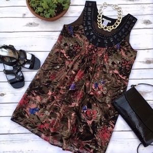 Abstract Print Detailed Silk Dress Tunic by Kensie